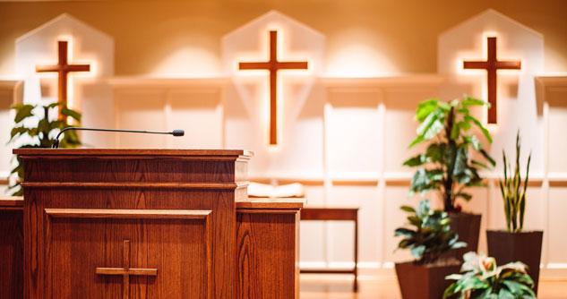 Empty pulpit at church