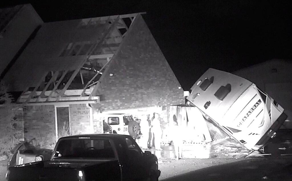 Damage to a property after severe storms, in Shawnee, Oklahoma