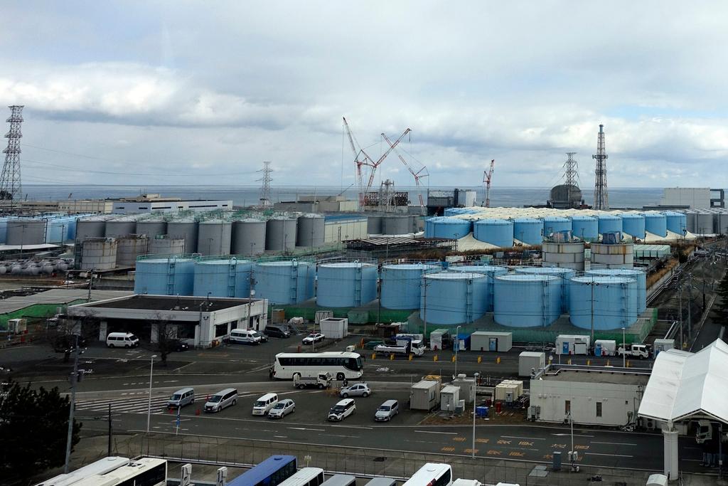 1,000 huge tanks holding treated but still radioactive wastewater at the Fukushima Daiichi nuclear power plant in Japan