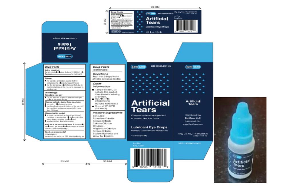 Artificial Tears Lubricant Eye Drops product, distributed by EzriCare