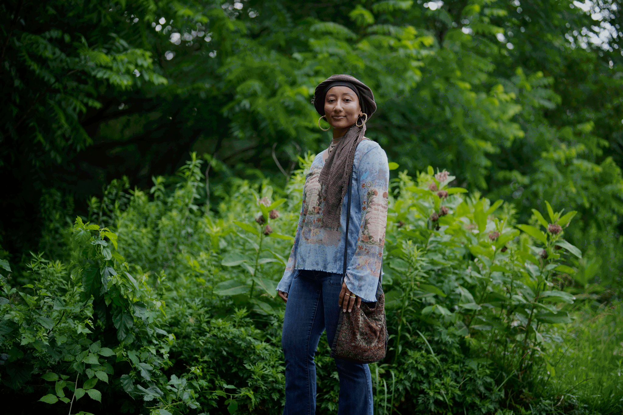 Yasmeen Bekhit, a 22-year-old graduate student, poses for a photograph in her Y2K-inspired outfit near her home in Manheim, Pa., Tuesday, June 27, 2023.