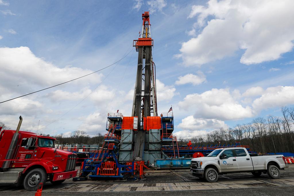 Work continues at a shale gas well drilling site in St. Mary's, Pennsylvania