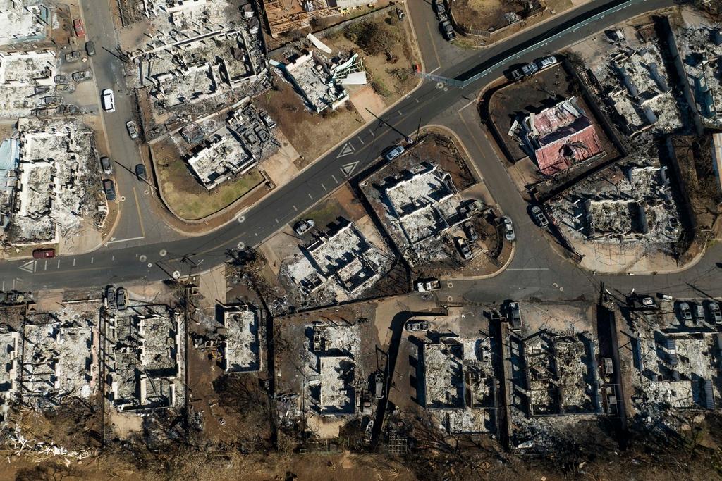 A general view shows the aftermath of a wildfire in Lahaina, Hawaii, on Aug. 17, 2023.