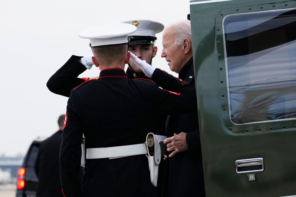 President Joe Biden arrives on Marine One at Minneapolis–Saint Paul International Airport 