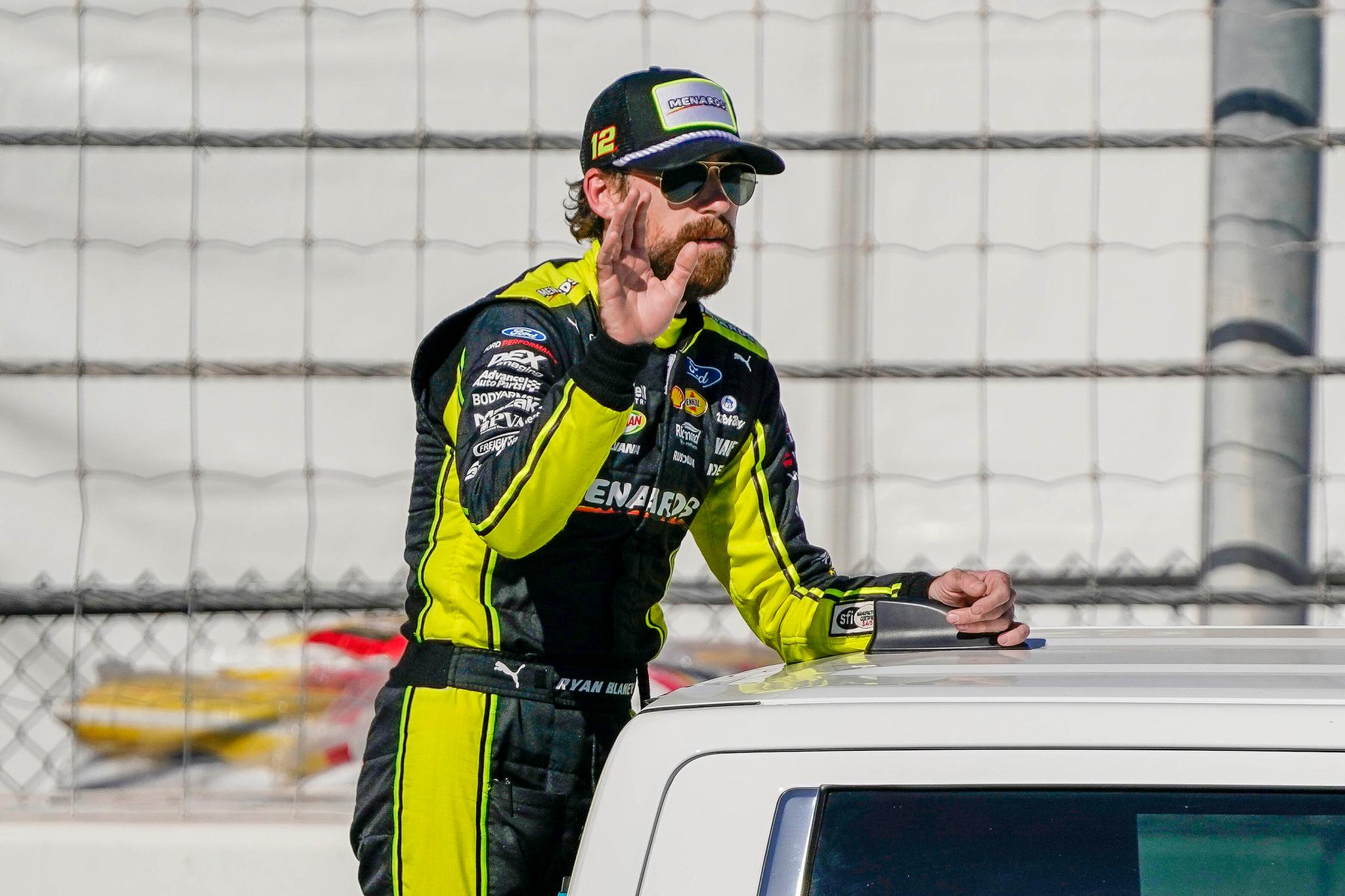 Ryan Blaney is introduced before a NASCAR Cup Series Championship auto race at Phoenix Raceway, Sunday, Nov. 5, 2023, in Avondale, Ariz.