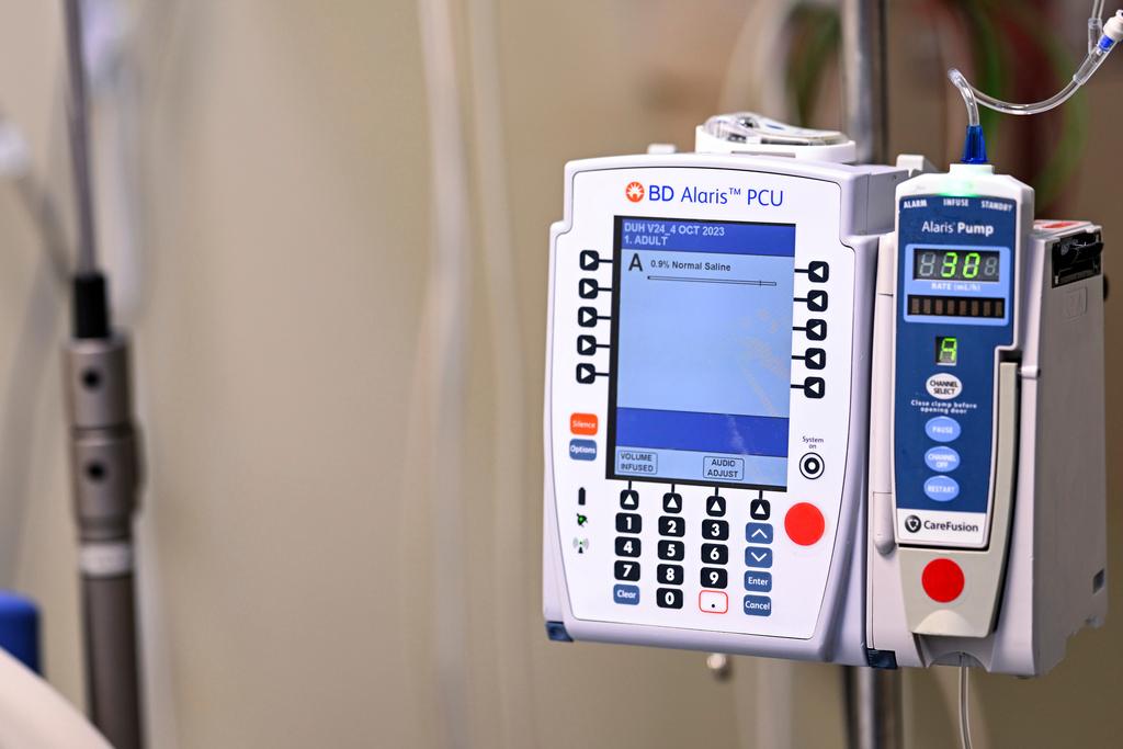 Medical equipment used to customize ketamine infusions for patients is seen at the Duke Specialty Infusion Center