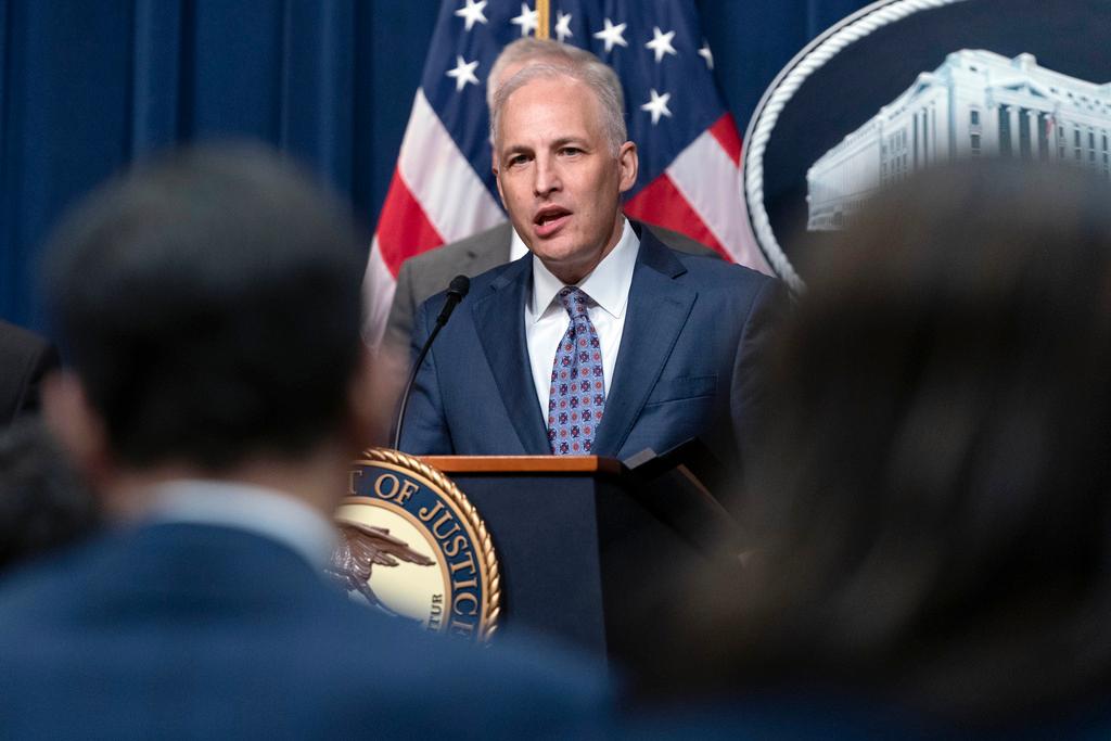  Assistant Attorney General Matthew Olsen of the Justice Department's National Security Division speaks during a news conference at the Department of Justice in Washington, May 16, 2023.