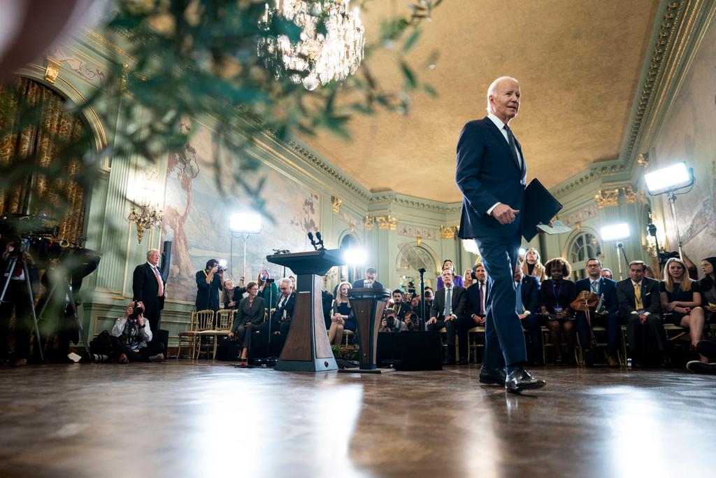 President Joe Biden walks from the podium after a news conference after his meeting with China's President President Xi Jinping at the Filoli Estate in Woodside, Calif., Wednesday, Nov, 15, 2023, on the sidelines of the Asia-Pacific Economic Cooperative conference.