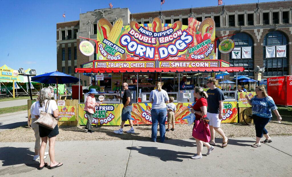 a corn dog stand on the main concourse at the Iowa State Fair