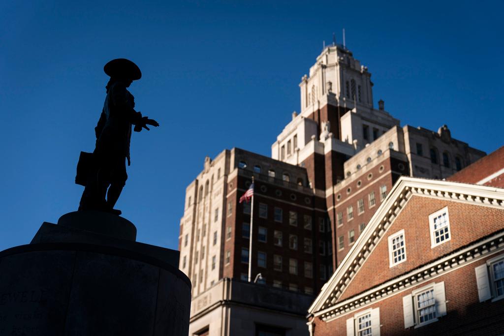 A statue of William Penn stands at Welcome Park in Philadelphia