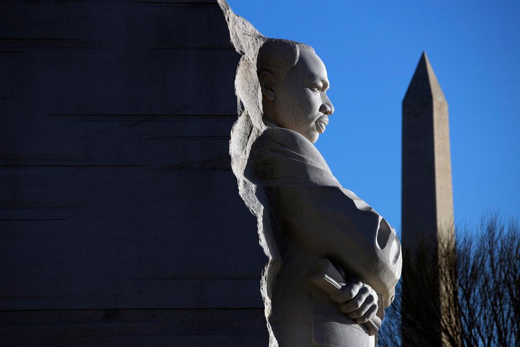 Martin Luther King, Jr. Memorial with the Washington Monument in the background