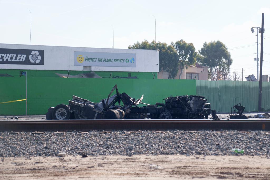 The tractor portion of a big rig in the Wilmington section of Los Angeles