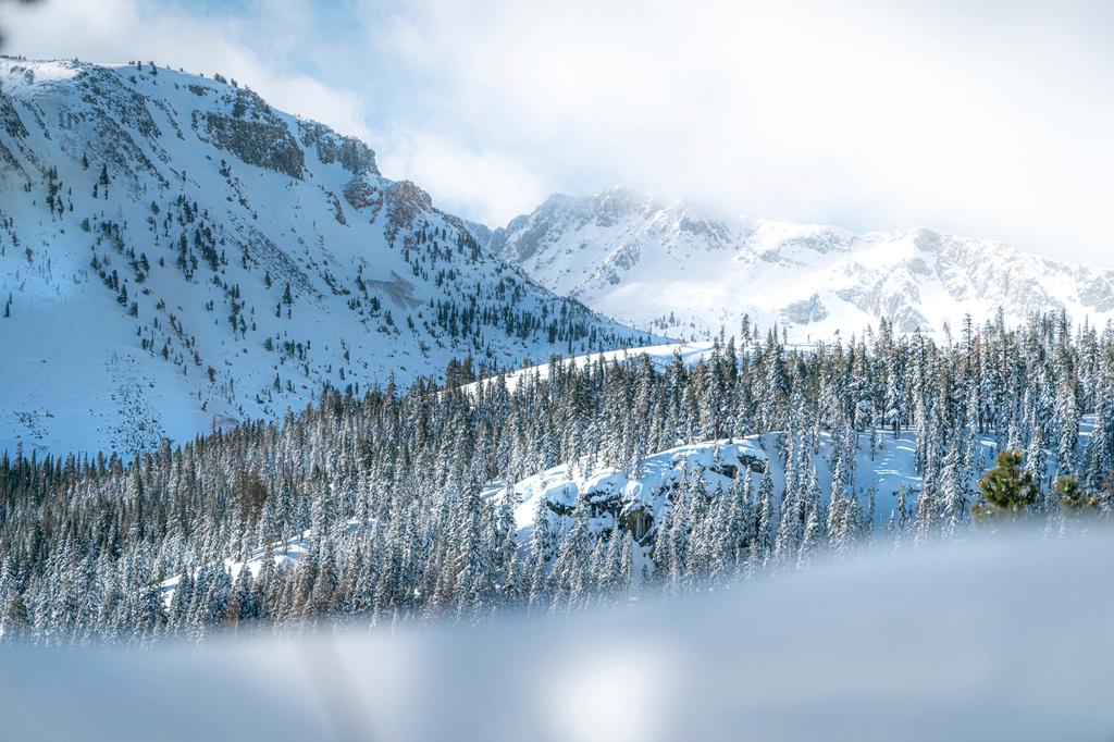 In this photo released by Mammoth Lakes Tourism, snow covers Mammoth Mountain on Tuesday, Feb. 20, 2024, in Mammoth Lakes, Calif.