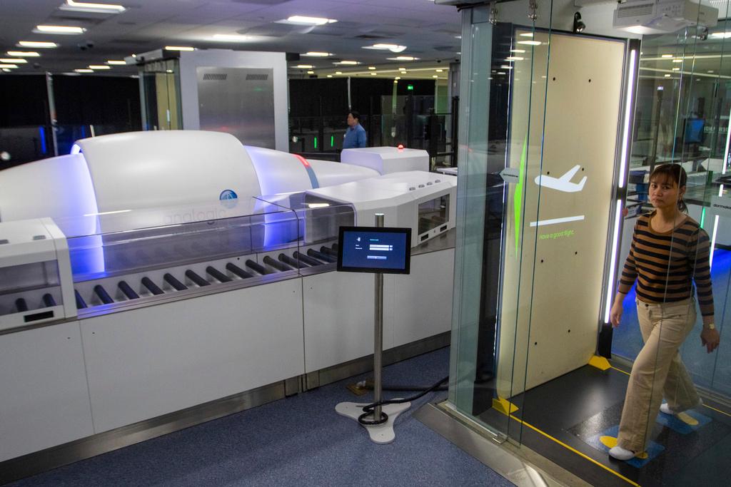 New TSA screening equipment at Harry Reid International Airport is displayed, Wednesday, March 6, 2024, in Las Vegas.