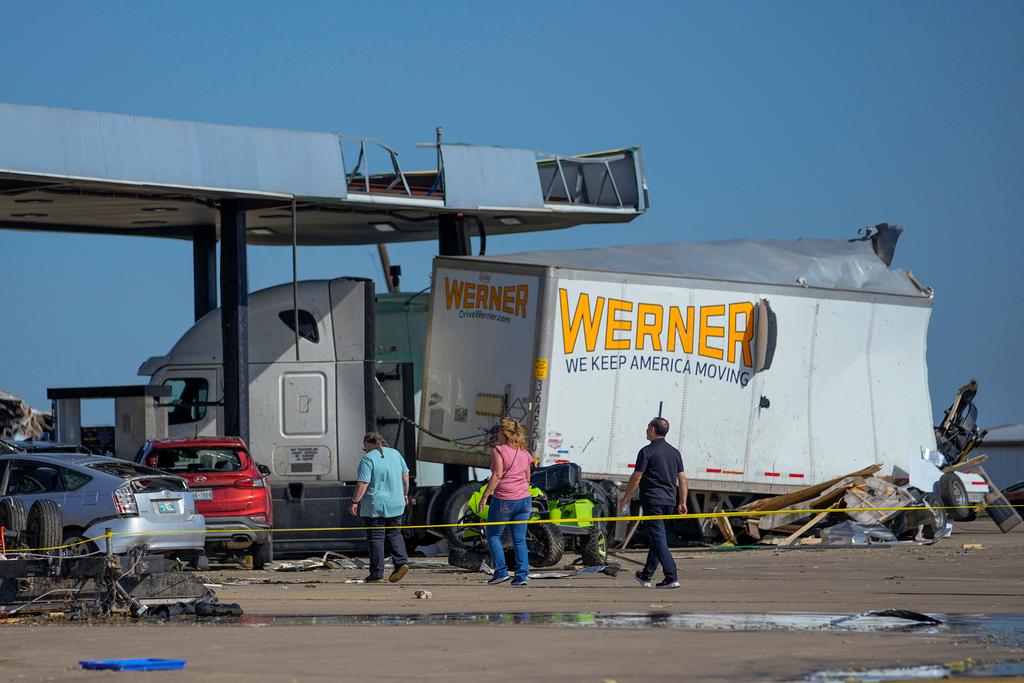 Damage at a truck stop in Valley View, Texas