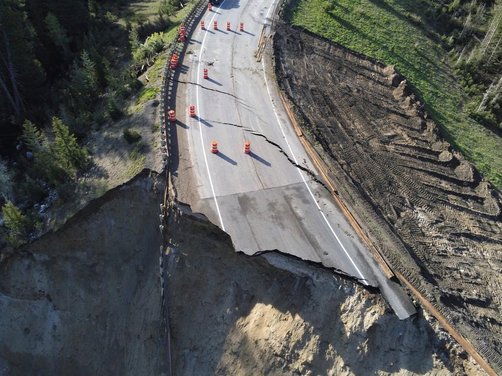 Damaged section of Teton Pass 