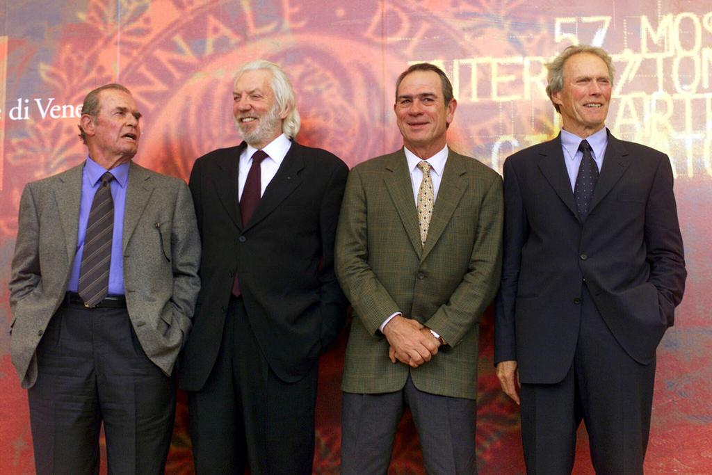 (2000) Actors, from left, James Garner, Donald Sutherland, Tommy Lee Jones and Clint Eastwood, from the film "Space Cowboys"