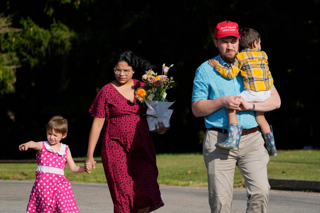 Jon Ruffley and his family arrive for the evening visitation session for Corey Comperatore, the former fire chief shot and killed at a weekend rally for former President Donald Trump