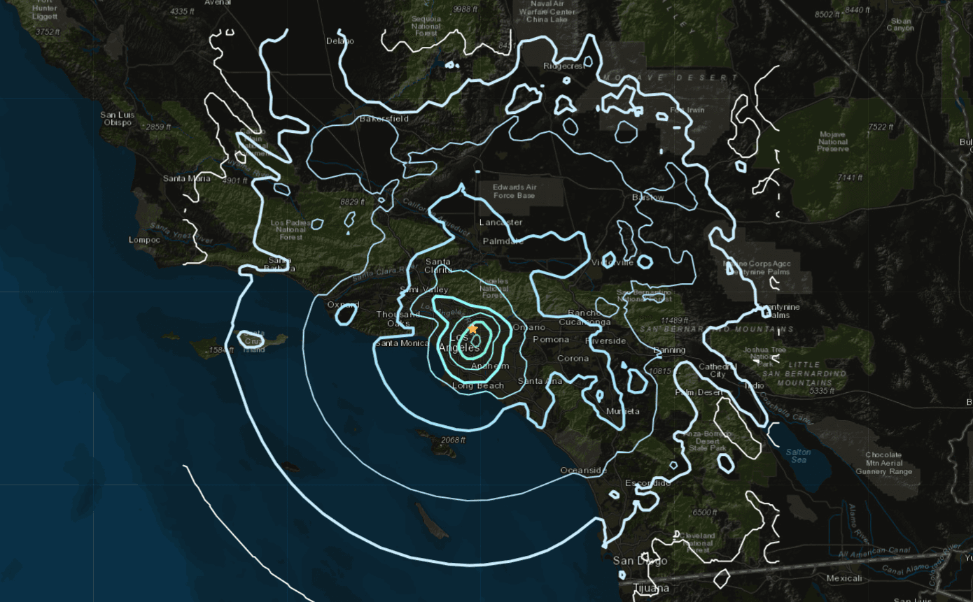 The quake was centered near the Los Angeles neighborhood of Highland Park