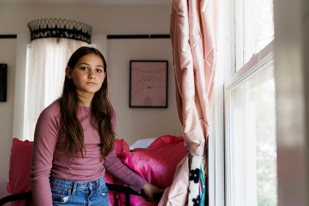 Scarlett Goddard Strahan, 11, at her home in Sacramento