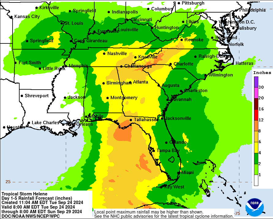 Rainfall Forecast (from the Weather Prediction Center)