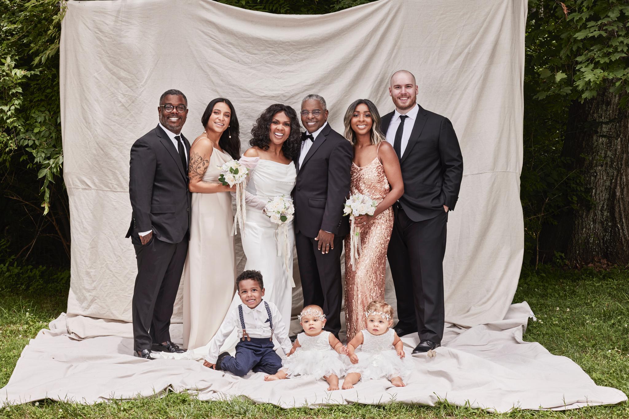 From left to right: Pastor Alvin Love, III, Jasmine Love, Pastor CeCe Winans-Love, Pastor Alvin Love, II, Ashley Phillips, Kenny Phillips, Seated: Wyatt Phillips, Honey Rosa Love and Rooney Phillips