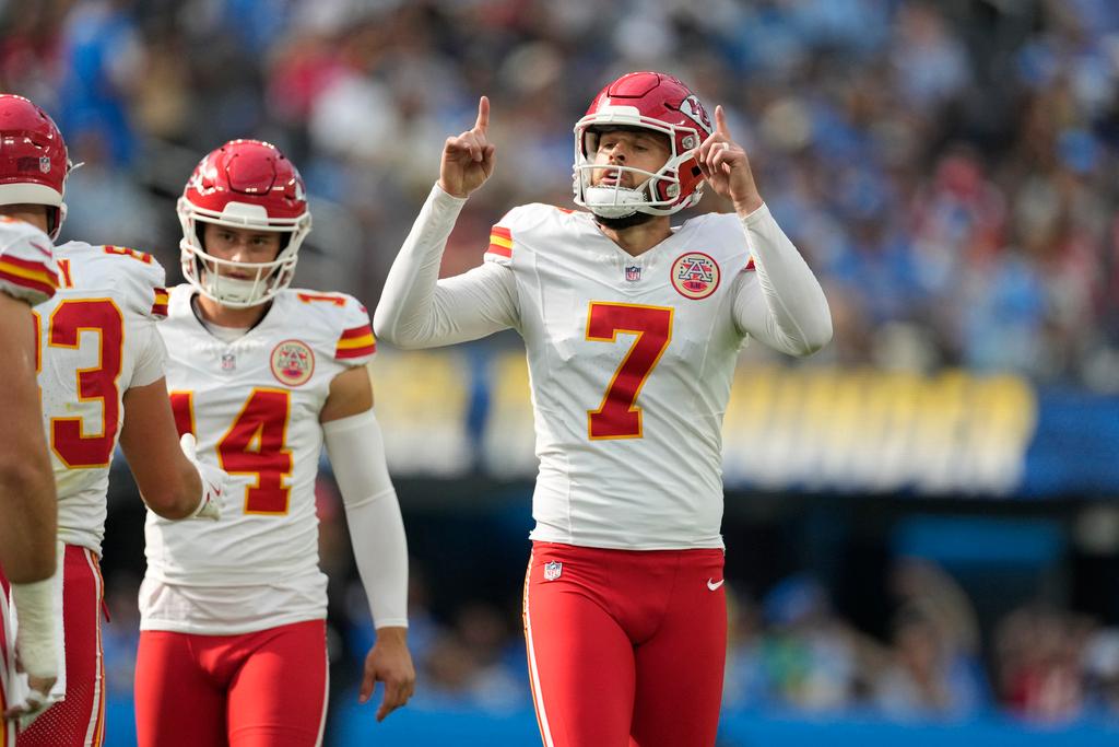 Kansas City Chiefs kicker Harrison Butker (7) 