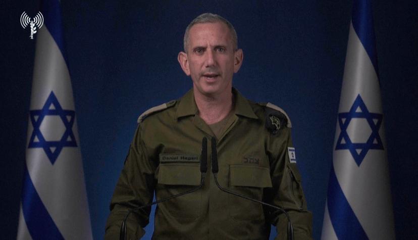 Israeli military spokesperson Rear Adm. Daniel Hagari announces that the IDF is conducting strikes on military targets in Iran