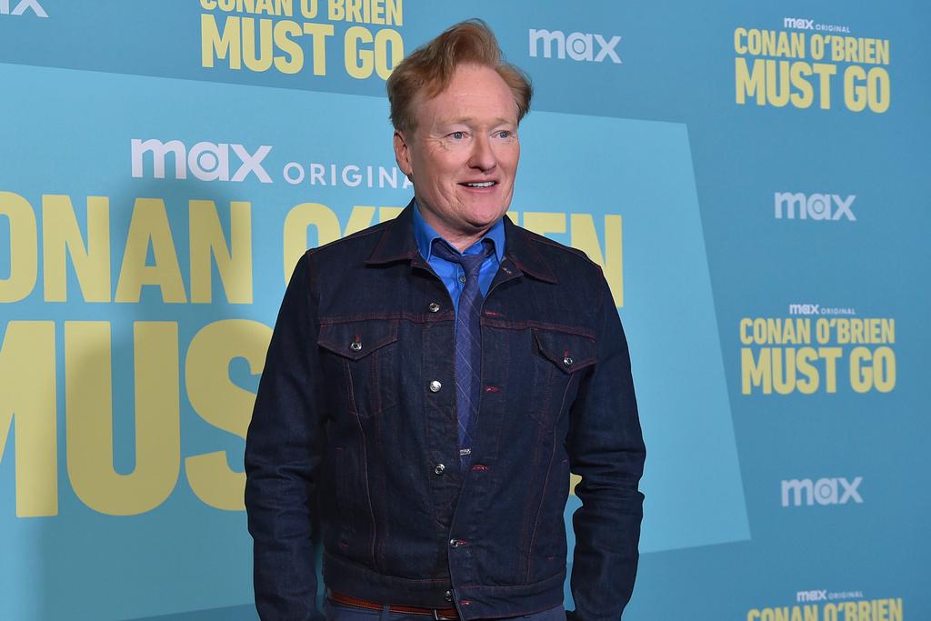 Conan O'Brien arrives at a photo call for "Conan O'Brien Must Go" in Los Angeles on April 16, 2024.