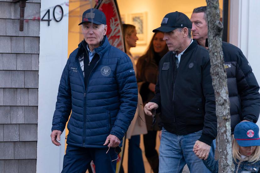 President Joe Biden and son Hunter Biden walk in downtown Nantucket Mass.