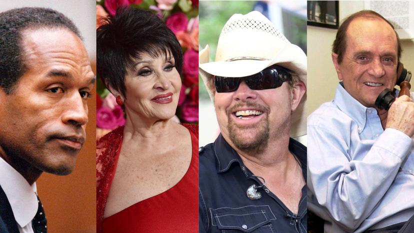 Influential people who have passed in 2024 including (left to right) OJ Simpson, Chita Rivera, Toby Keith, and Bob Newhart.  