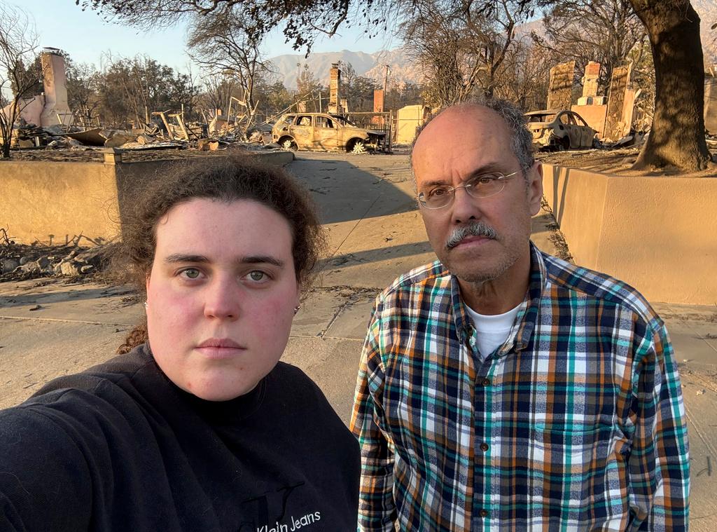 Vanessa Prata and her father, Aluizio Prata, in Altadena, Calif.