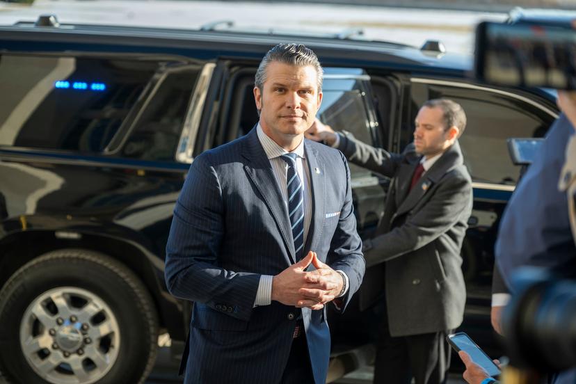 Defense Secretary Pete Hegseth arrives at the Pentagon for his first day