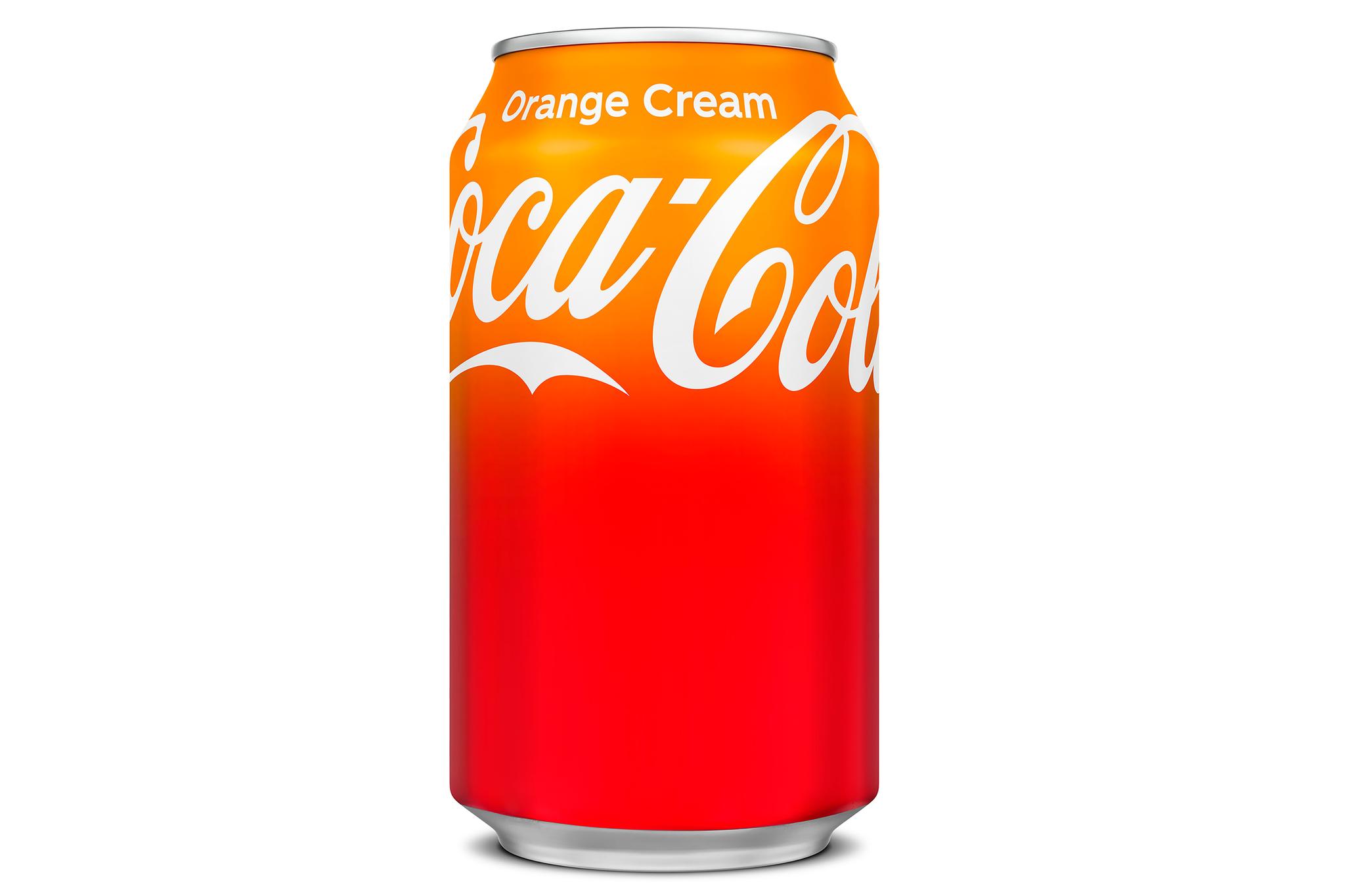 An orange and red coke can