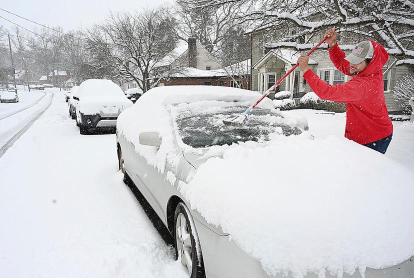 Snow covering cars