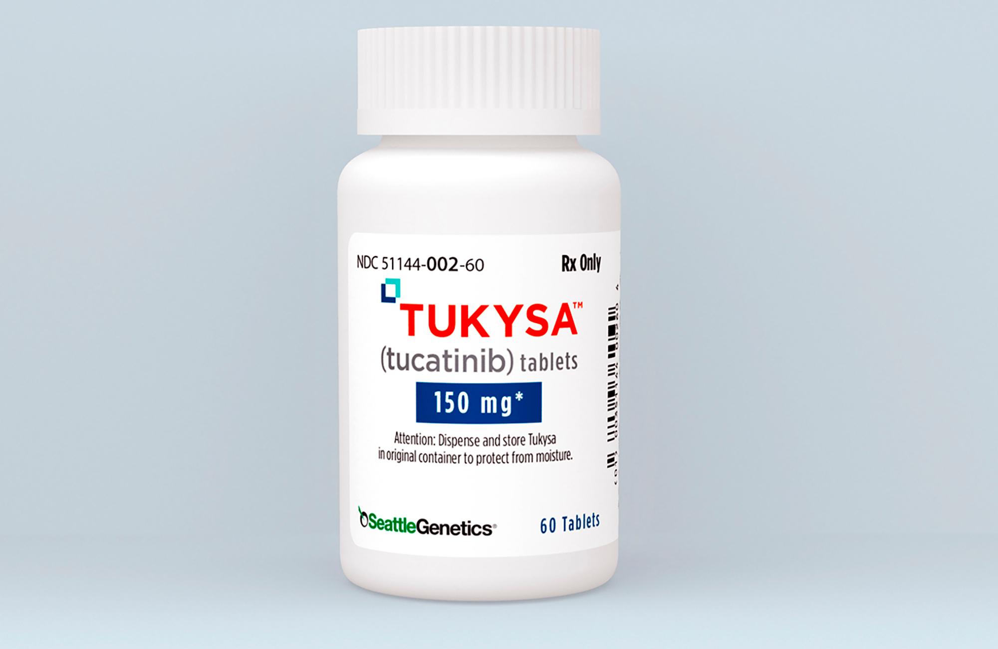 Bottle of breast cancer Drug Tukysa