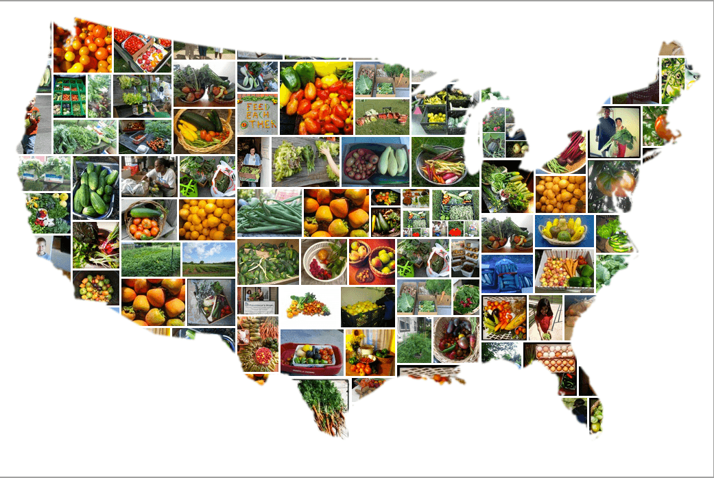 Map of U.S.A. with food pics in each state