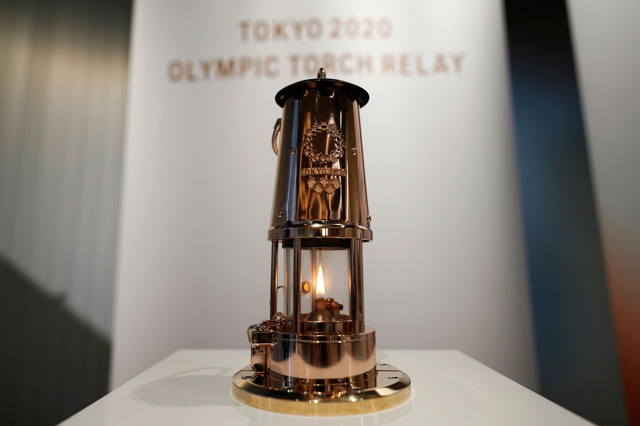 A lantern containing the Olympic Flame