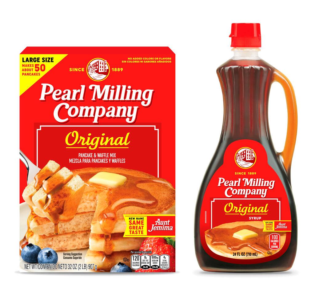 Quaker Oats' Pearl Milling Company brand pancake mix and syrup