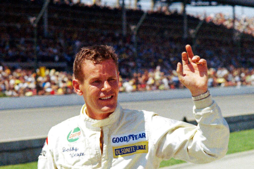 Auto racer Bobby Unser is shown at the Indianapolis 500 auto race in Indianapolis, Ind.