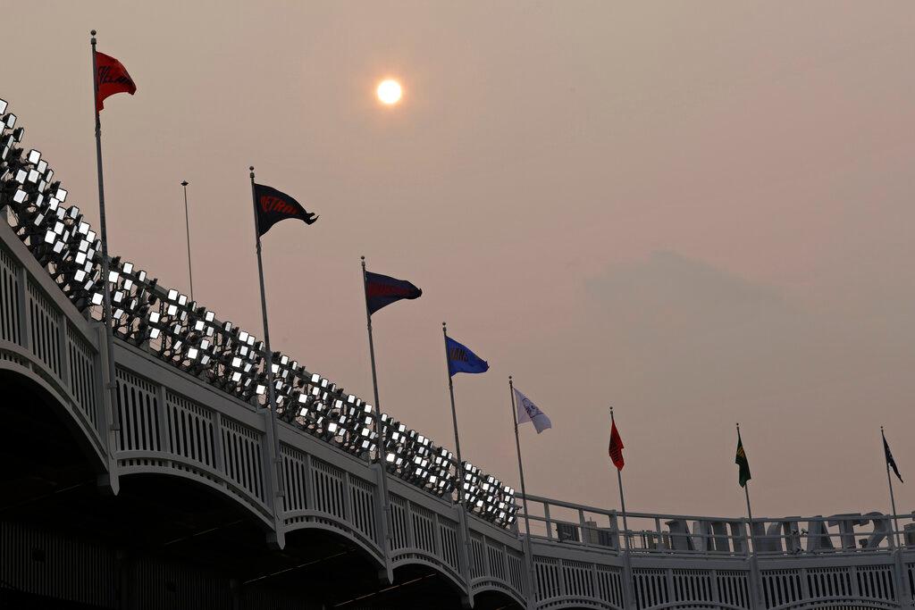 Smoke in air at Yankees Stadium 