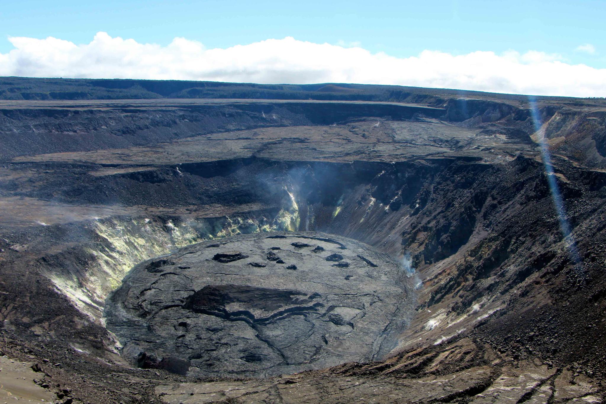 This Aug. 13, 2021 photograph provided by the U.S. Geological Survey shows the crater of Kilauea volcano on Hawaii's Big Island in Hawaii National Park, Hawaii.