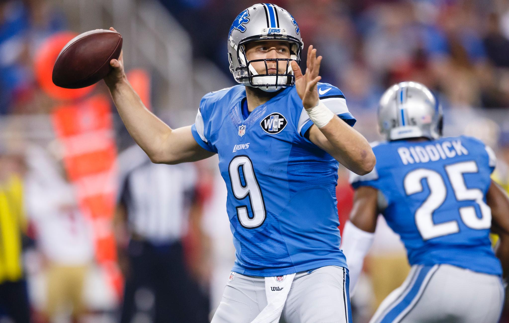 Los Angeles Rams quarterback Matthew Stafford when he played for the Detroit Lions