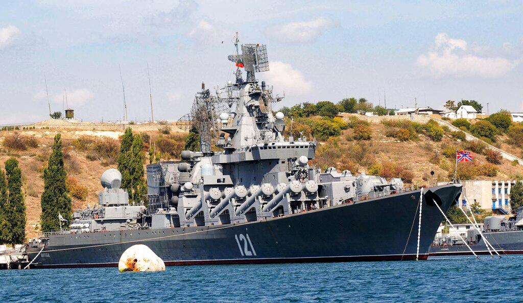 Russian missile cruiser Moskva, the flagship of Russia's Black Sea Fleet
