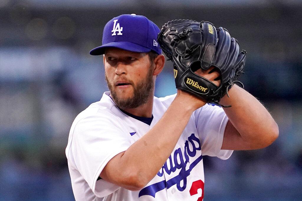 Los Angeles Dodgers starting pitcher Clayton Kershaw throws to the plate during the first inning of a baseball game against the Detroit Tigers