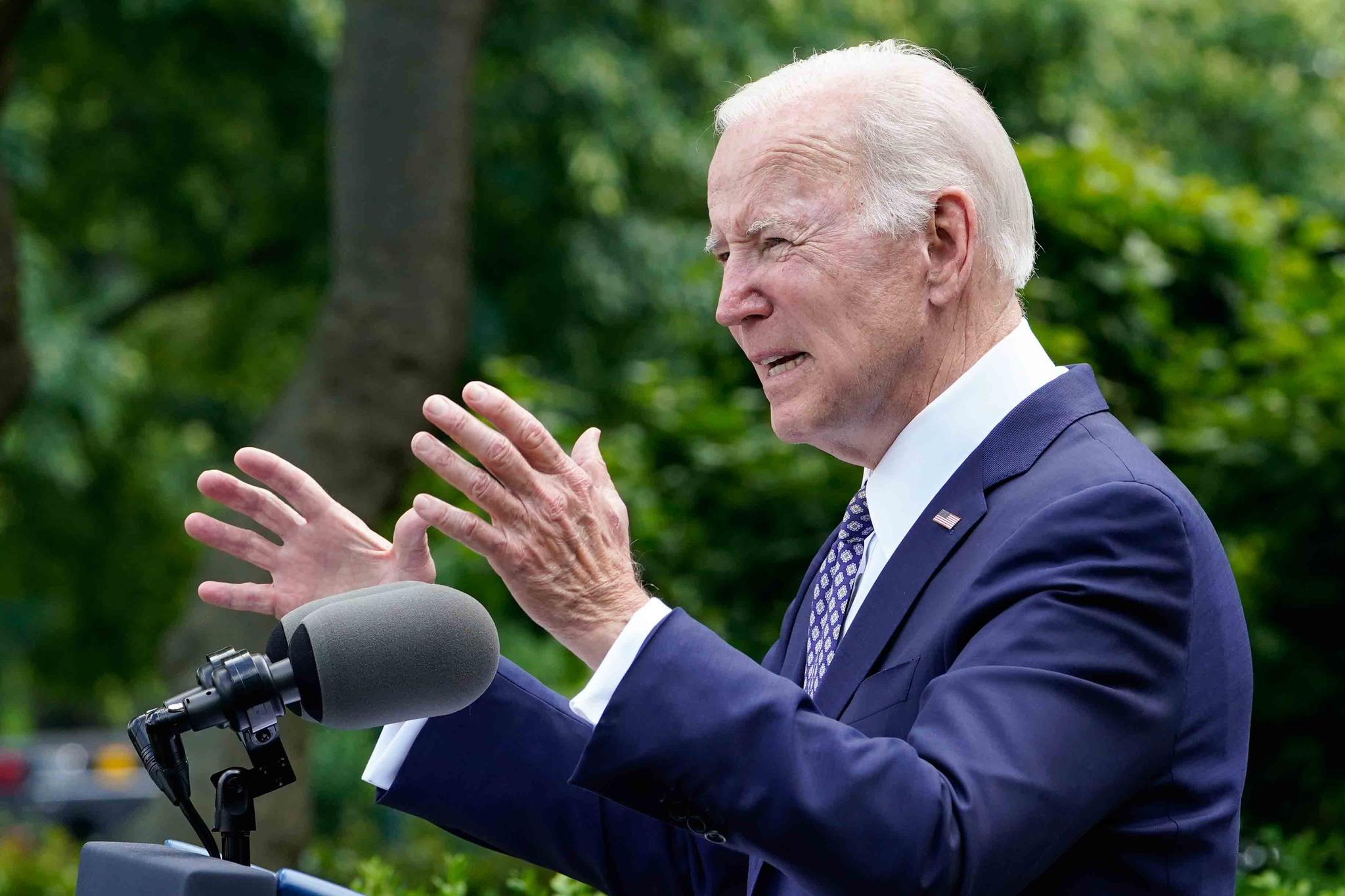 President Joe Biden speaks in the Rose Garden of the White House in Washington, Tuesday, May 17, 2022.