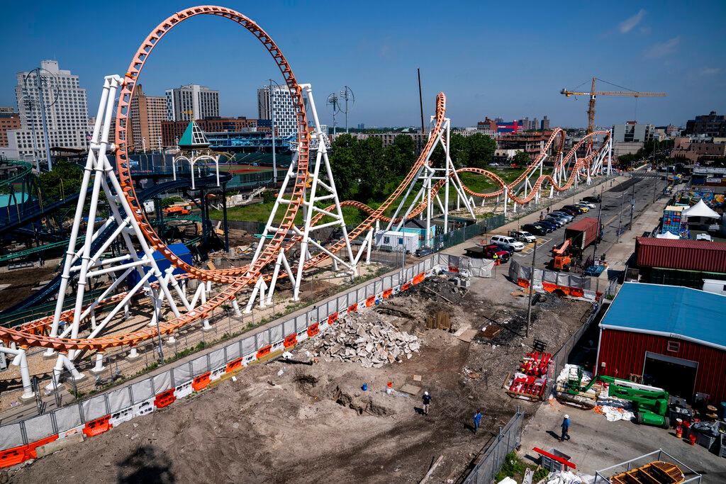 Construction is underway in the amusement park district of Coney Island