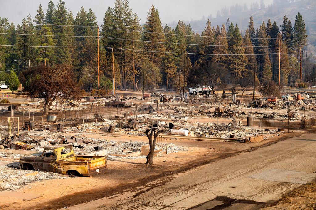 A neighborhood burned out from fire