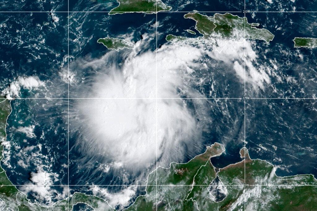 Image of tropical storm from satellite 