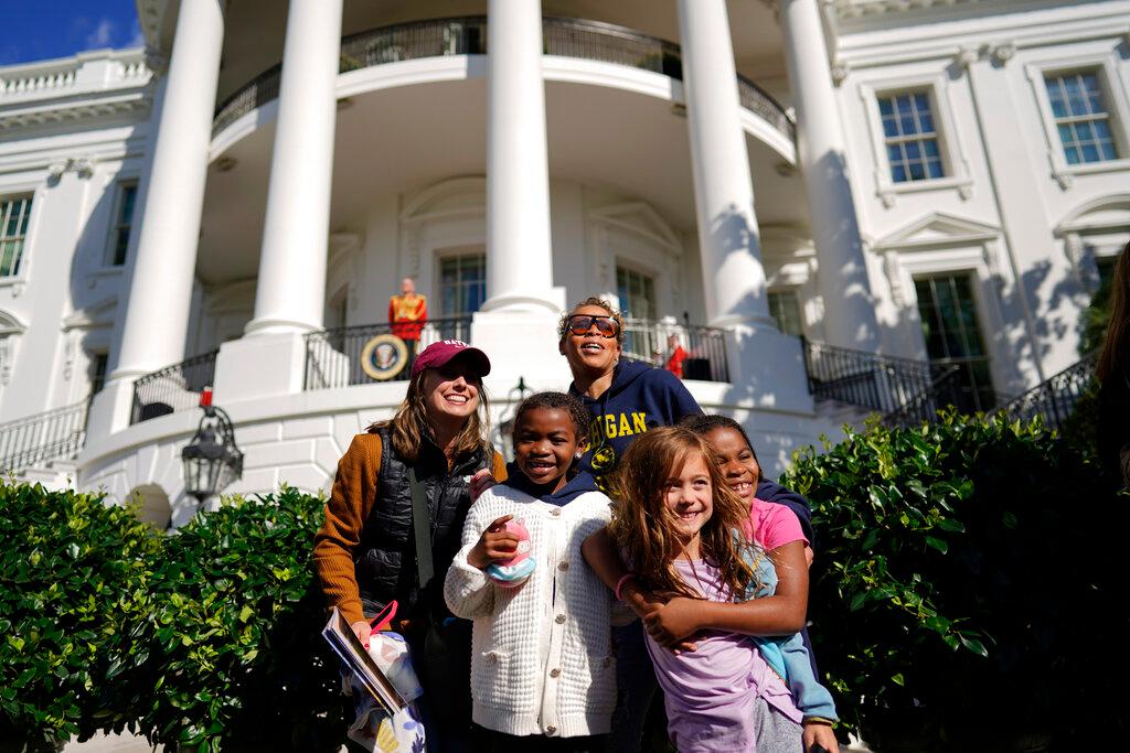 friends pose during the White House Fall Garden Tour